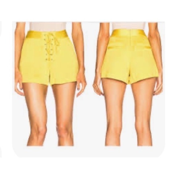 Veronica Beard Pants - Veronica Beard Lulu Yellow Lace Up High Waisted Shorts Size 4 18032036271 NEW